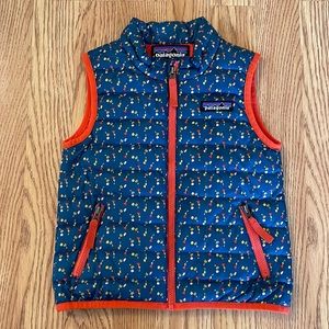 Patagonia Baby Down Sweater Vest 12mo - 18mo Blue Floral Red